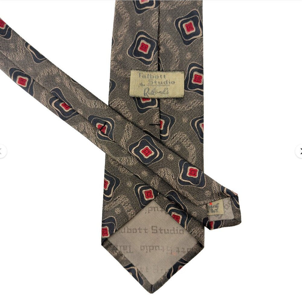 Robert Talbott Studio For Rutlands Silk‎ Tie Brown Red Abstract 58.5x3.5